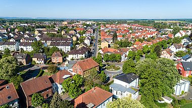 Luftbild einer Kleinstadt